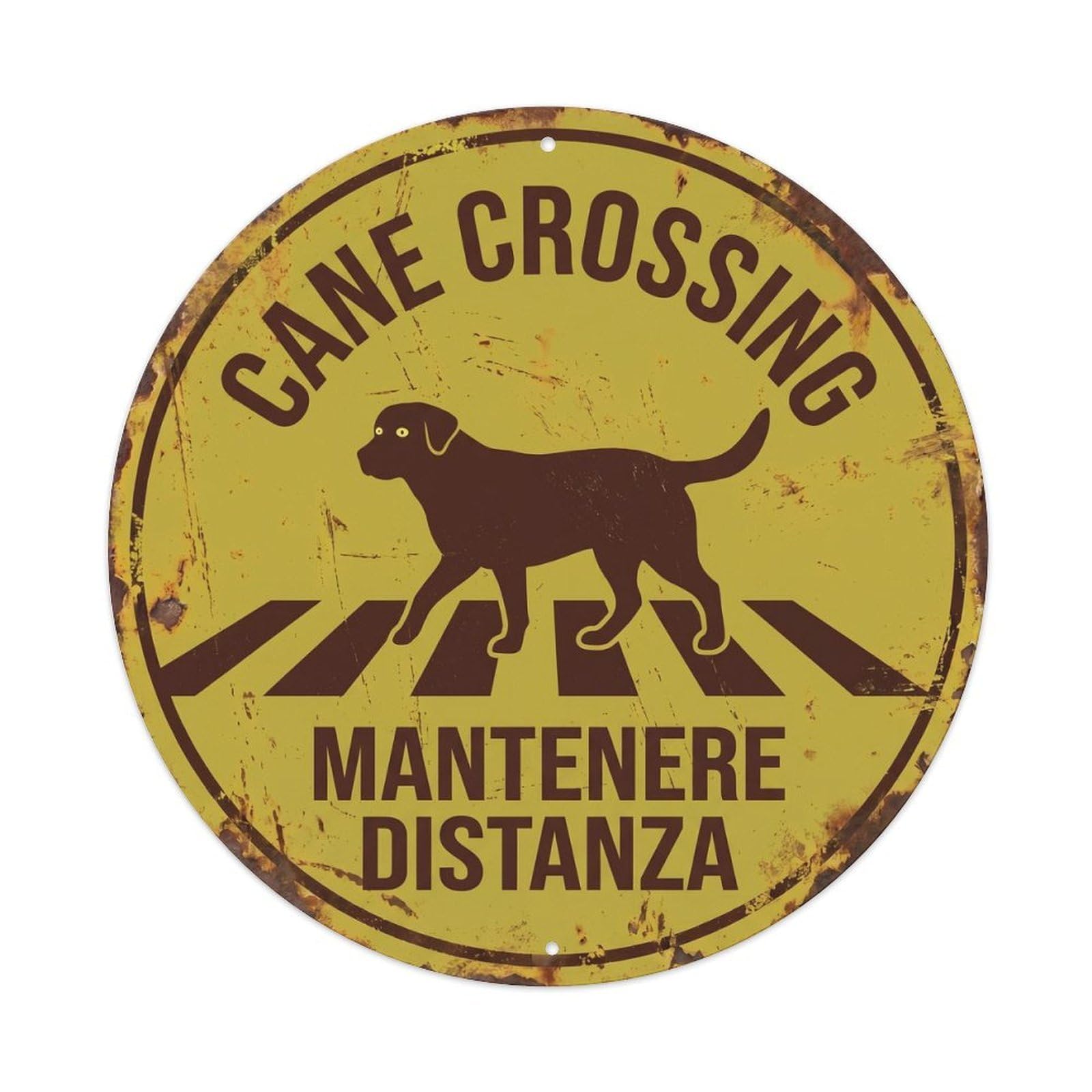Cwbufd Vintage Style Cane Crossing Mantenere Distanza Vintage Metal Tin Sign Plaque Wall Decor For Cafe, Club Bar, Office, Garden Metal Poster 8X8inch