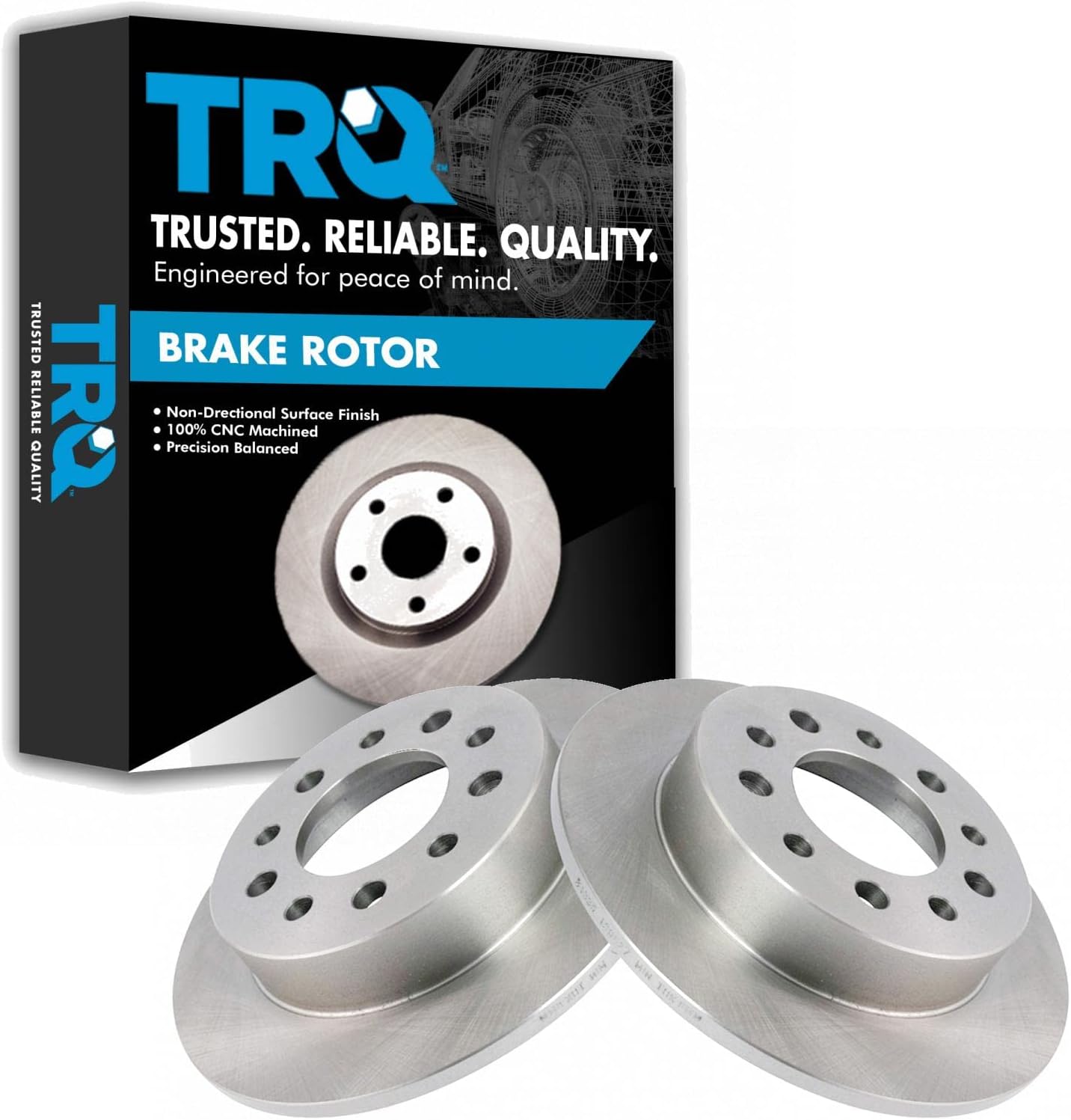 TRQ Rear Brake Rotors Set Solid Compatible with 2003-2008 Hyundai Tiburon