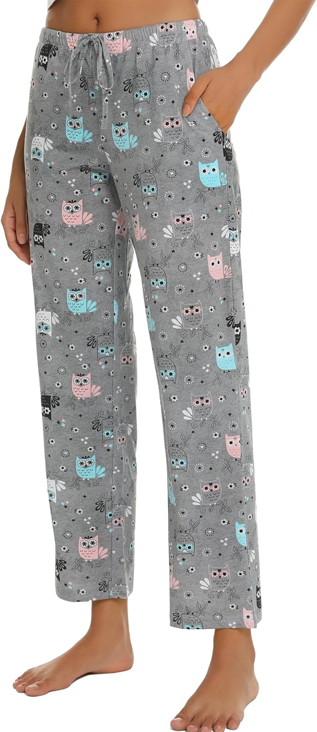 ENJOYNIGHT Women Cotton Lounge Pants Comfy Pajama Bottoms With Pockets&Drawstring - Image 3