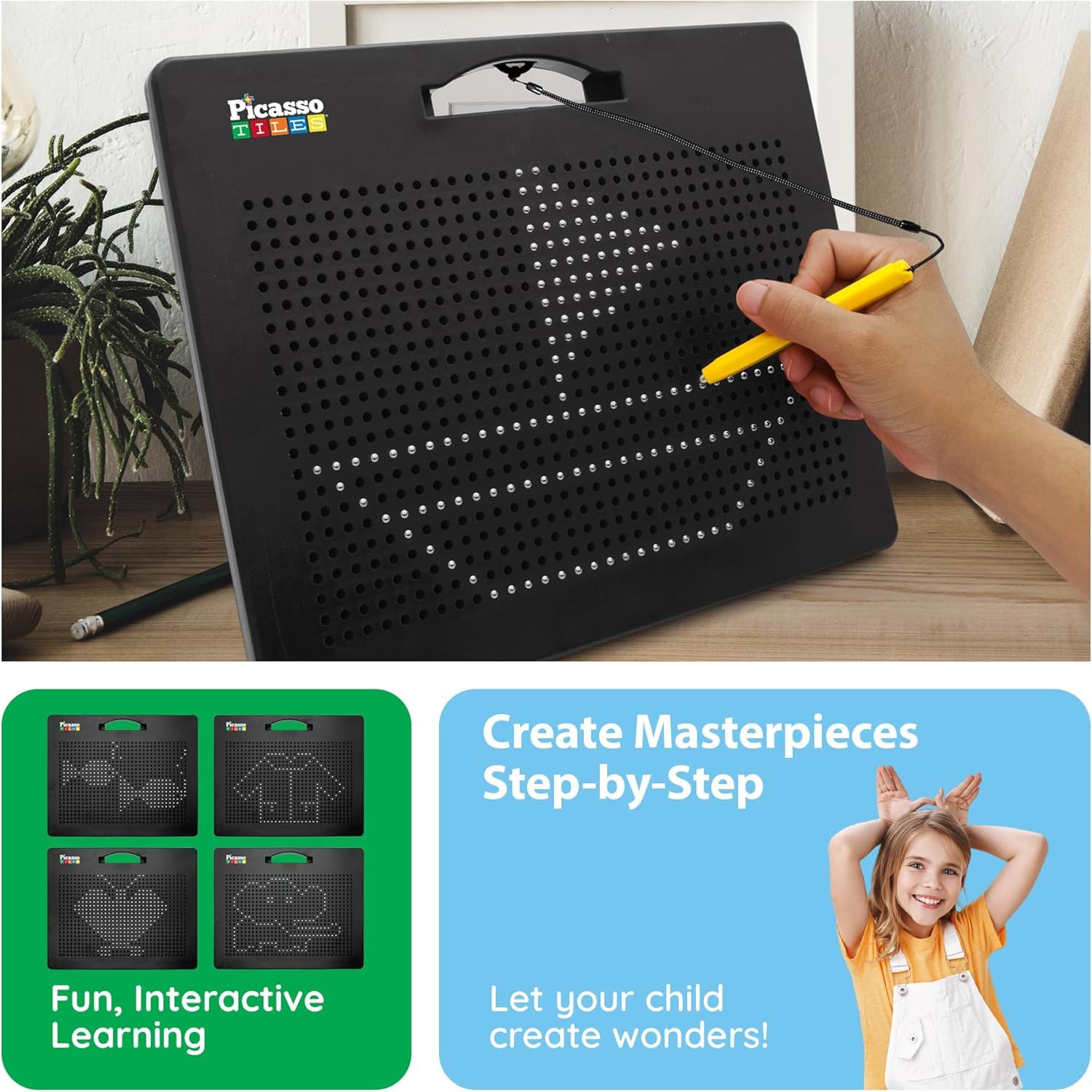 Picasso Toys PTB01 Lavagna da Disegno Magnetica, 30,5 x 25,4 cm, Grande Taglia, 748, per Tablet, Lavagna per Scrivere, Giocattolo educativo, Kit di apprendimento Aperto, Sviluppo del Cervello per
