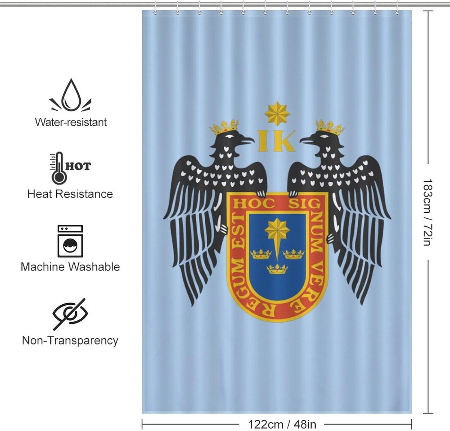 Lima Coat of Arms Funny Shower Curtains Washable Bath Curtain Liner with Hooks for Bathroom Bath Tubs 48x72Inch（122x183cm）