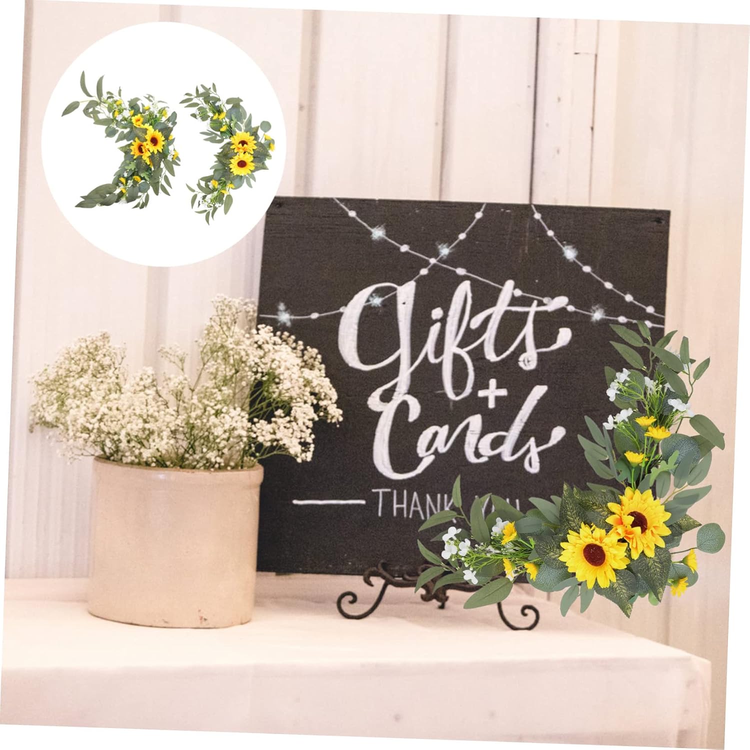 Cabilock 2pcs Beautiful Sunflower Ornaments Artificial Flower Decor for Wedding and Birthday Parties Vibrant Faux Sunflower Decorations for Door and Event Styling