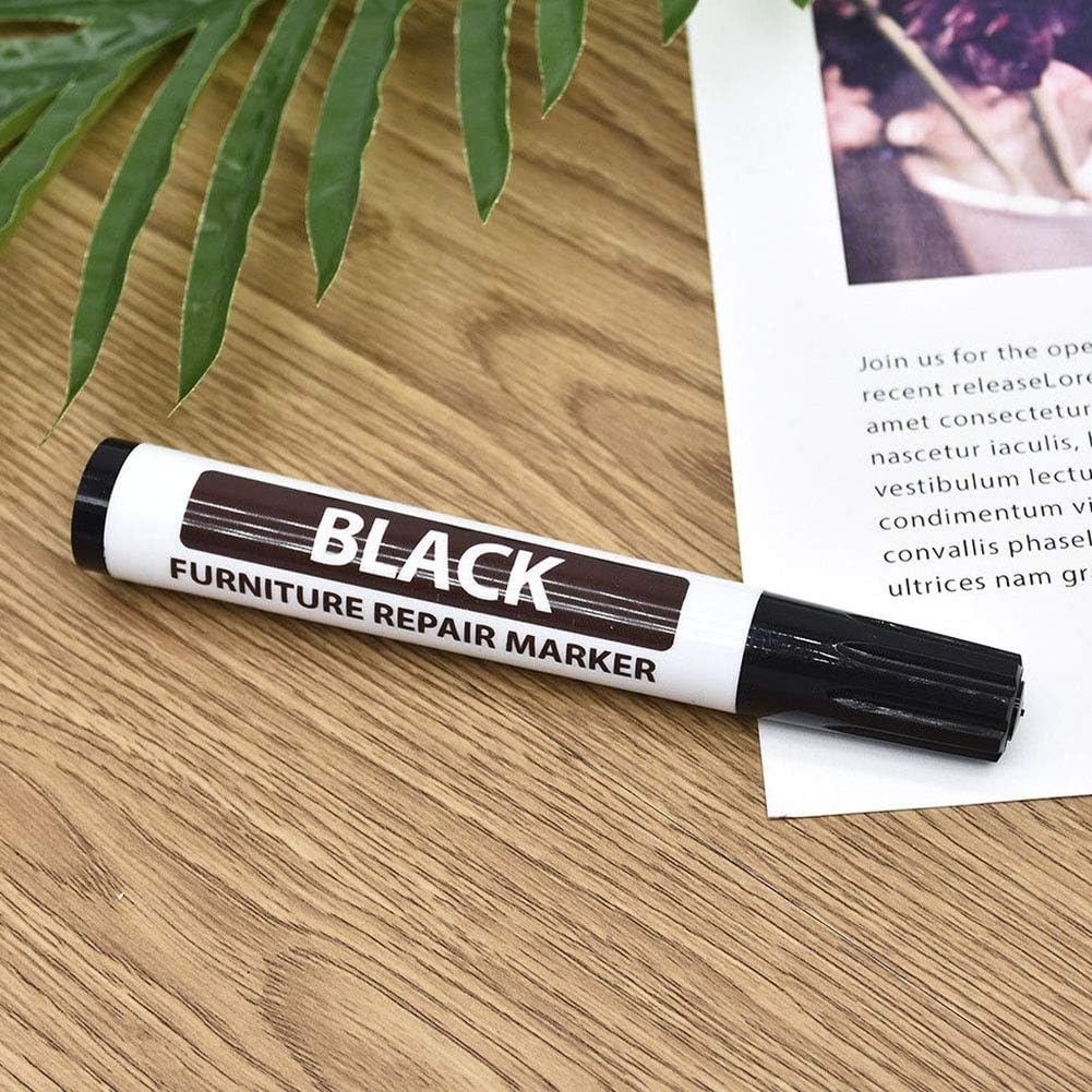Furniture Markers Touch Up, Wood Repair Markers Wood Stain Touch-Up Marker Repair Pen for Stains, Scratches, Wooden Floors, Tables, Carpenters Simple Paint Fix(COLOR:Black)
