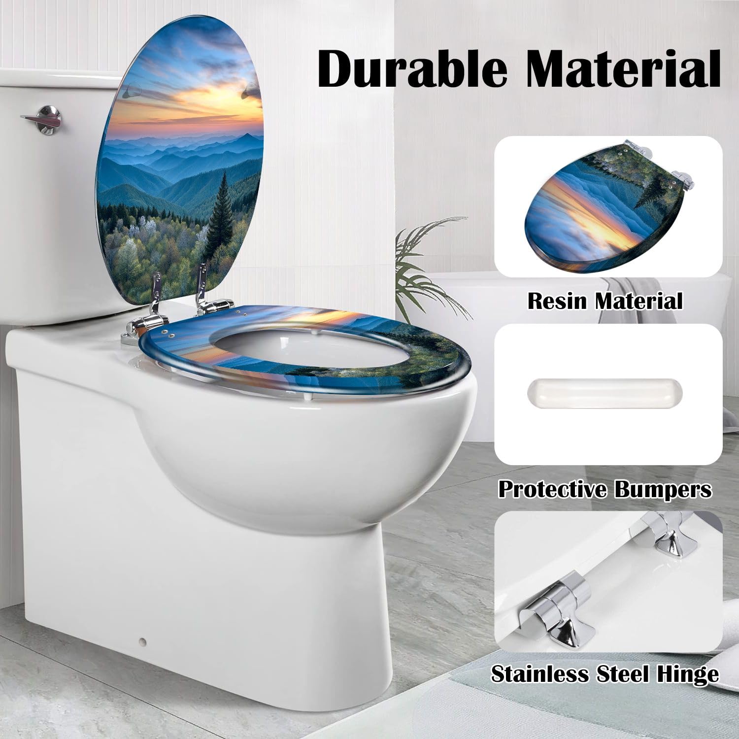 Asiento de inodoro redondo de cerámica Talavera para baños mexicanos