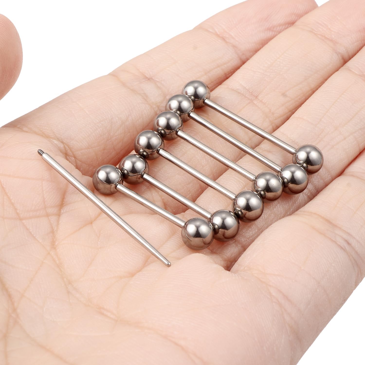 16G F316 Titanium Nipple Piercing Jewelry Implant Grade Tongue Rings Internally Threaded Hypoallergenic Nipple Tongue Ring Barbell Piercing Jewelry for Women Men 14mm 16mm 19mm - Image 2