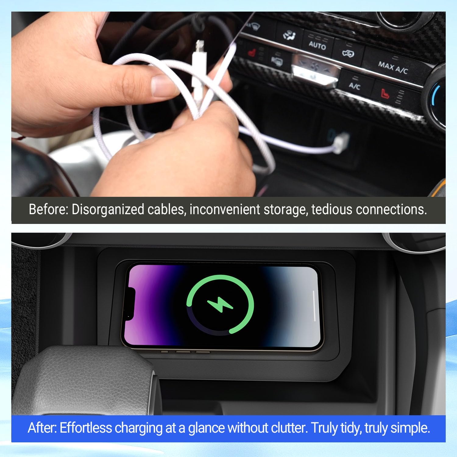 PTYYDS Wireless Charger Pad Compatible with 2021-2025 Ford Bronco 2/4-Door Wireless Charging Pad Replacement for 2021-2025 Ford Bronco Accessories