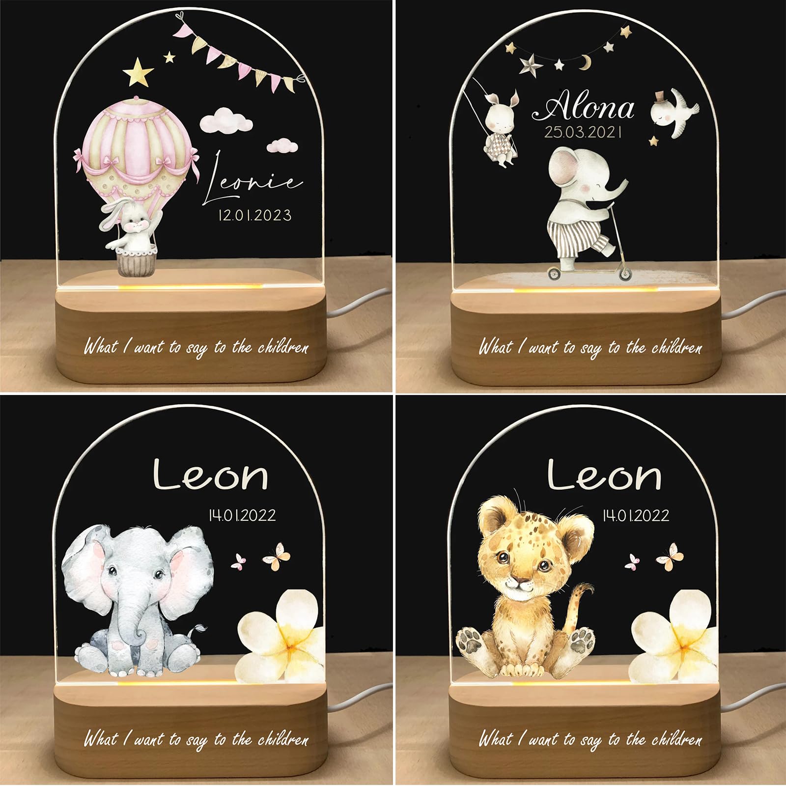 Generico Personalizzata Lampada con Nome - Bambino Bambina Bambini Neonato Idea Regalo, Lampada per Camera Personalizzata, Regalo Battesimo Bimbo, Regalo Compleanni, Luce Notturna Bambini, Stile 1