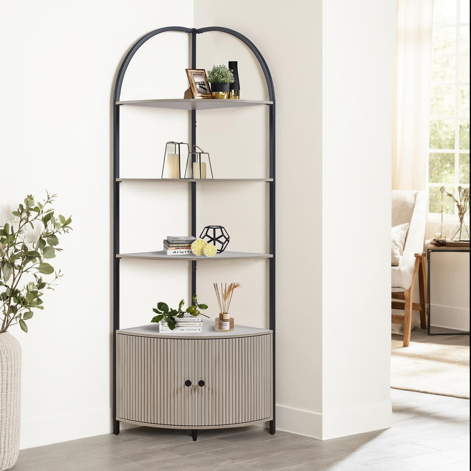 Amazon.com: Rosary Blenn Corner Storage Shelf Stand with Cabinet