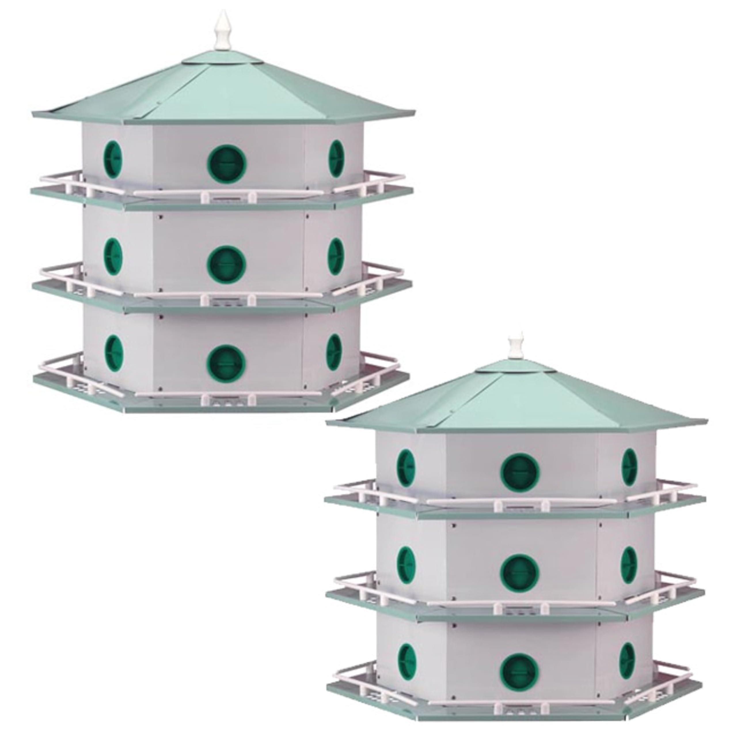 Heath Aluminum 18-Room Deluxe Martin Houses, 2-Pack – Durable Multi-Level Bird Houses for Purple Martins, Mounts on 1.25" OD Round Poles, Lightweight