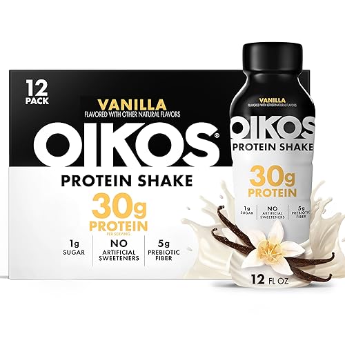 Miniatura 11 de Oikos Batido de Proteína, Caramelo Salado, Bebidas Altas en Proteína de 30g, Estable en Estante, Listo para Beber, 5g de Fibra Prebiótica, Botella