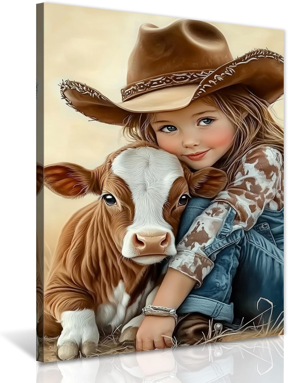 GLOKAKA Cowgirl Canvas Wall Art West African American Girl Picture Wilderness Cowgirl with White Horse Poster Art Print for Living Room Bedroom Home Decoration(Artwork-1,12"x18")