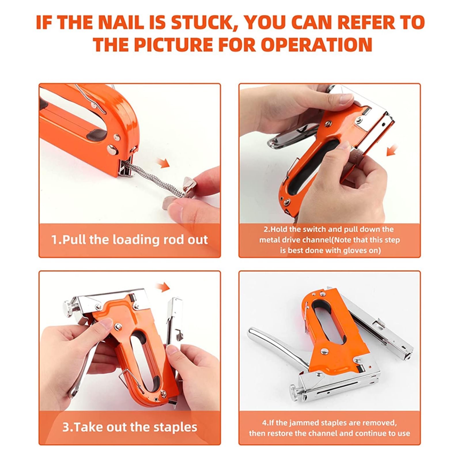 Pistola cucitrice 3 in 1 con 600 graffette, pistola cucitrice manuale con regolazione della potenza della chiodatrice for legno, artigianato, falegnameria, decorazione fai da te(A-With Nail puller)
