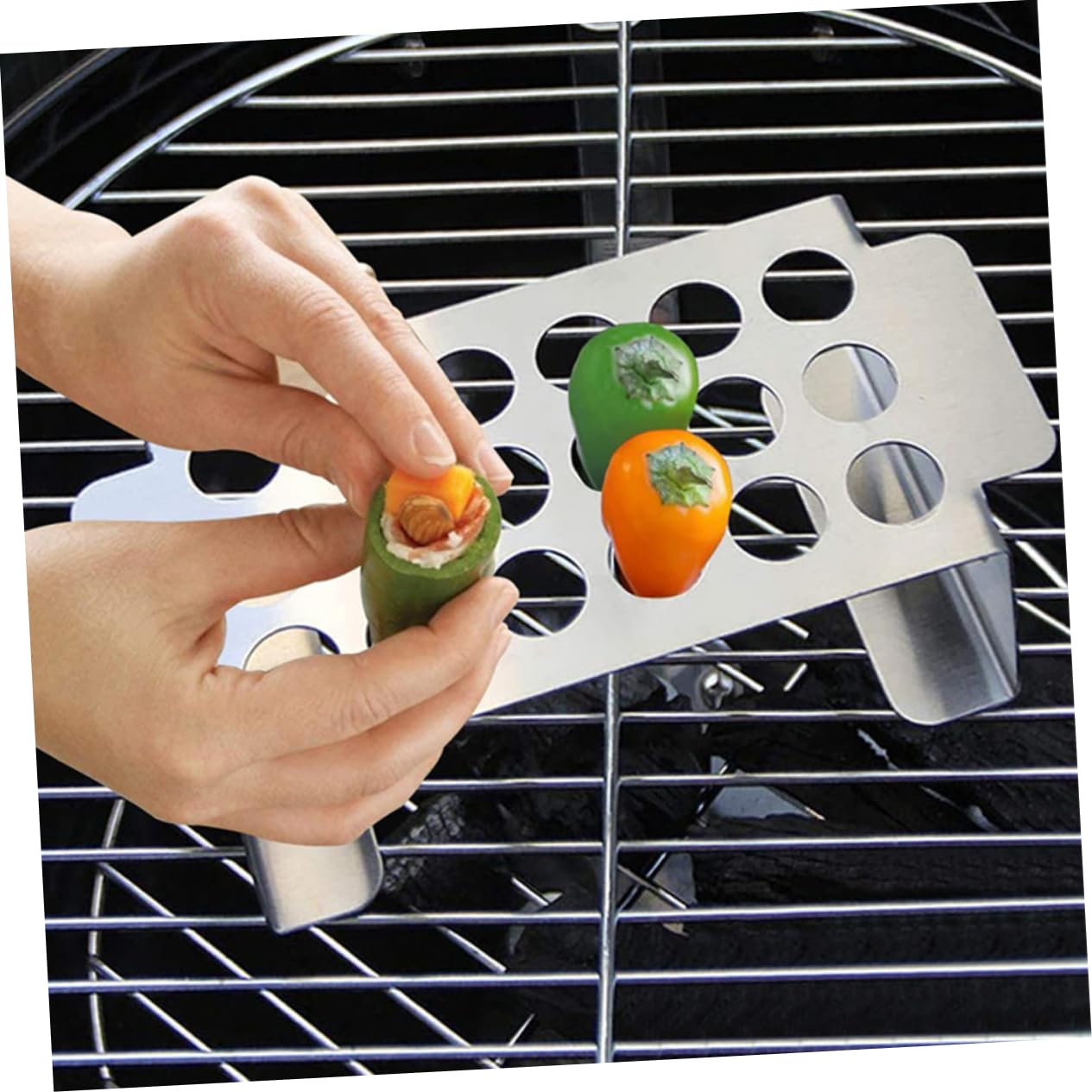 Soporte con Acero de Pimienta Parrilla Inoxidable para Descorazonador Herramienta Multifuncional Barbacoa y Cocina, Adecuado para Muslos de Pollo