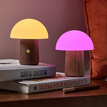 Gingko Mini Alice Mushroom Lamp - Natural Walnut Wood