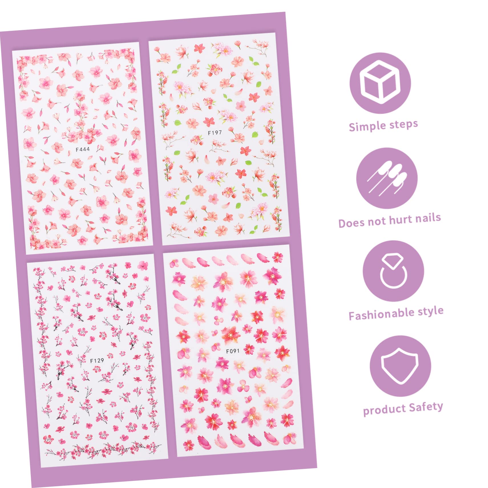40 Fogli Adesivi Per Unghie Floreali Se Stesso- Arte Decalcomanie Per Unghie Floreali Per Nail Art Kit Per Unghie Applicazione Per Unghie 3d Fiore Di Pesco Etichetta Cursore