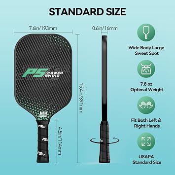 Pickleball Paddles Set of 2 - USAPA Approved Fiberglass Pickleball Paddles Set with 2 with SRT Pro Polymer Honeycomb Core, 4 High-Performance Pickleballs, Carrying Bag and 2 Grip Tapes
