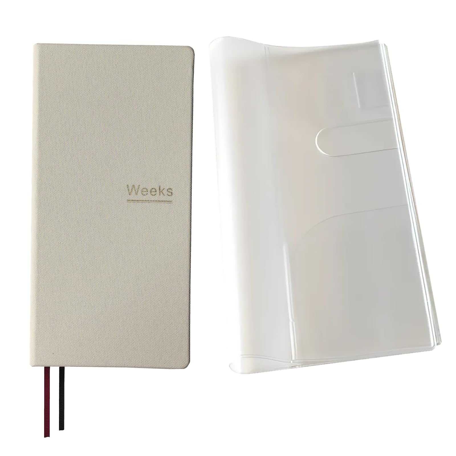 Undated Weekly Planner Notebook Pocket Organizer Appointment Book Journal Notebook A6 Week Plan Notepad (Beige with cover)