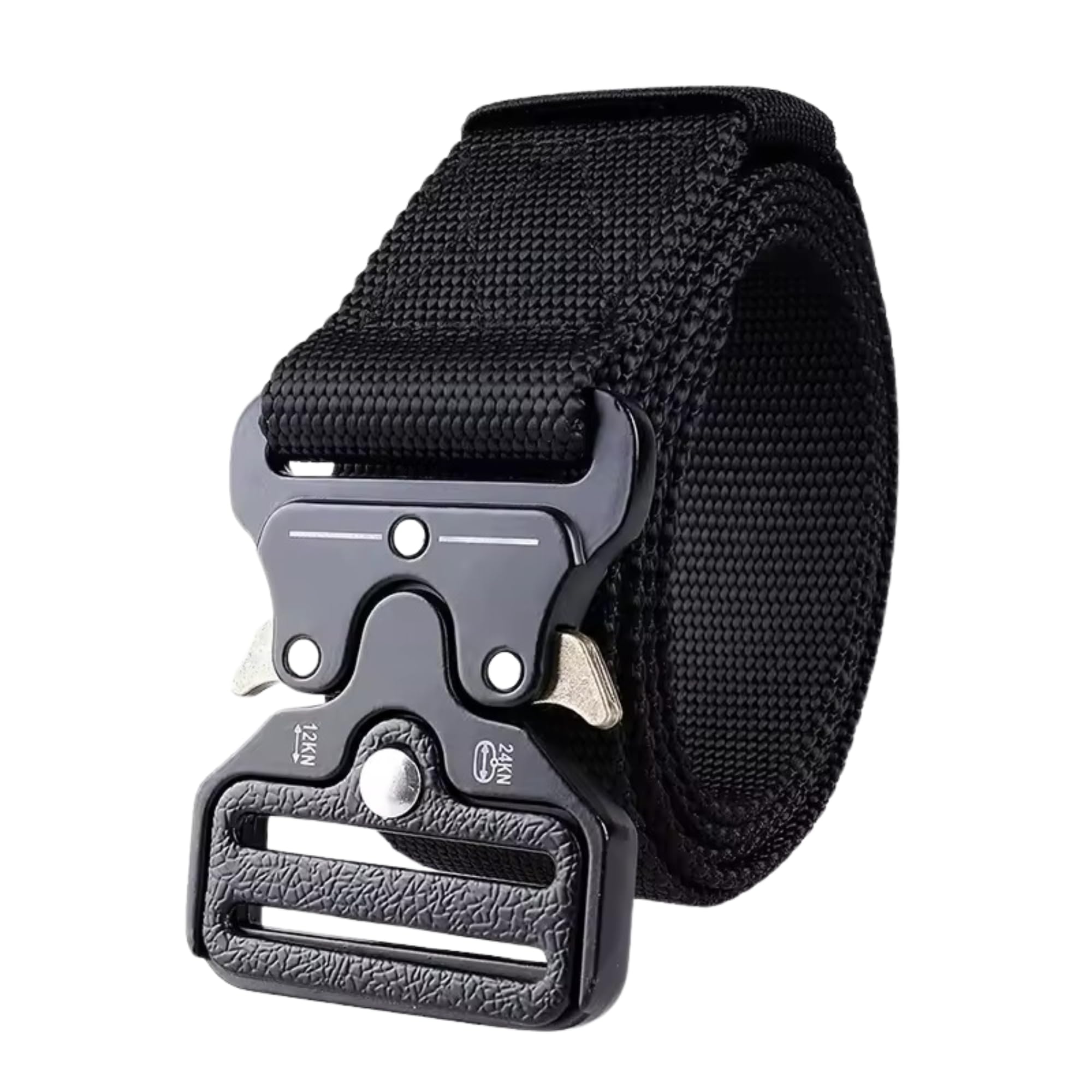 Devons Treasures Unisex Black Tactical Belt, Military Hiking Rigger Heavy Duty Nylon Web Work Belts For Men With Quick-Release Metal Buckle