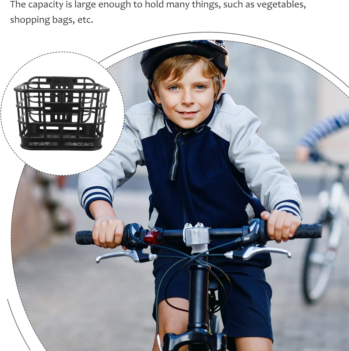 Lurrose Bike Handlebar Basket Front Plastic Bike Basket for Adults Black Multipurpose Bicycle Front Container and Cycling Storage