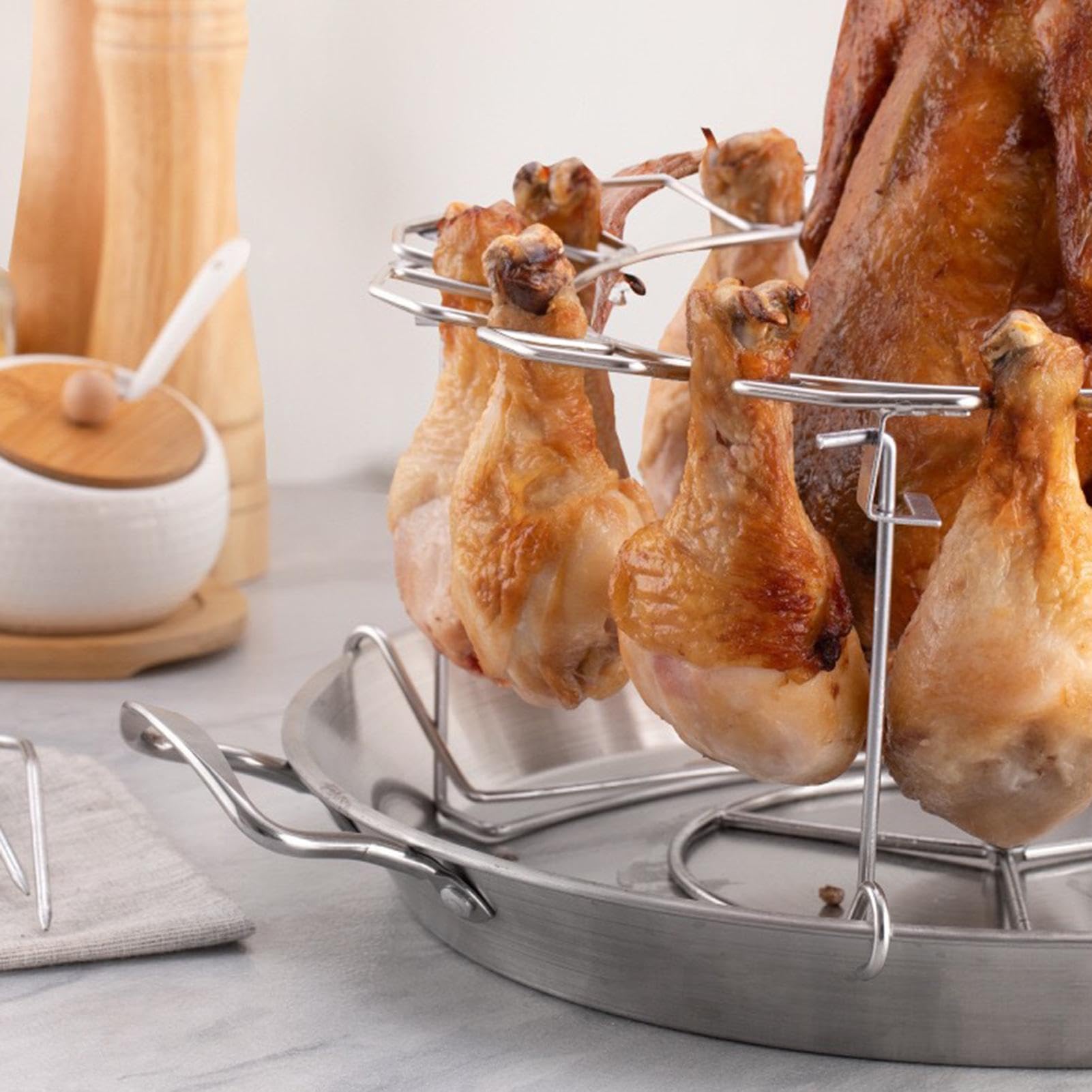 Supporto per cosce di pollo per barbecue – Supporto rotondo per cosce di pollo in acciaio inox – Supporto rotondo per di pollo in acciaio inox | 12 slot per drumstick Holder antiaderente | pollo in acciaio – Supporto rotondo per di pollo in acciaio | 12 s