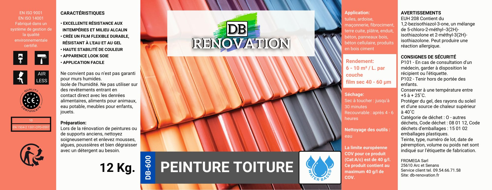 Peinture Toit Rénovation tuile - Haute imperméabilité toiture 12KG (jusqu'à 120m²) Hydrofuge, Forte protection UV - Gris anthracite