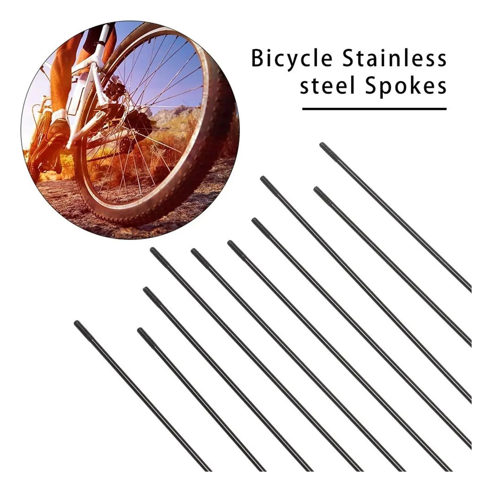 10 pezzi 14G per raggi di bicicletta con nippli in acciaio inox ad alta resistenza per mountain bike bici da strada all'aperto sostituzione 273-305 mm (240 mm)