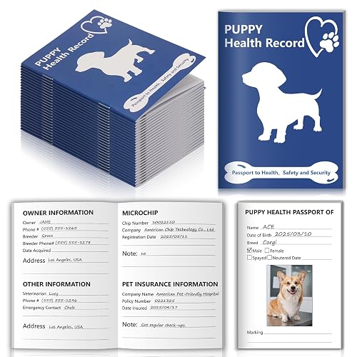 25 Pack Puppy Shot Record Booklets 12 Sheets Per Pack