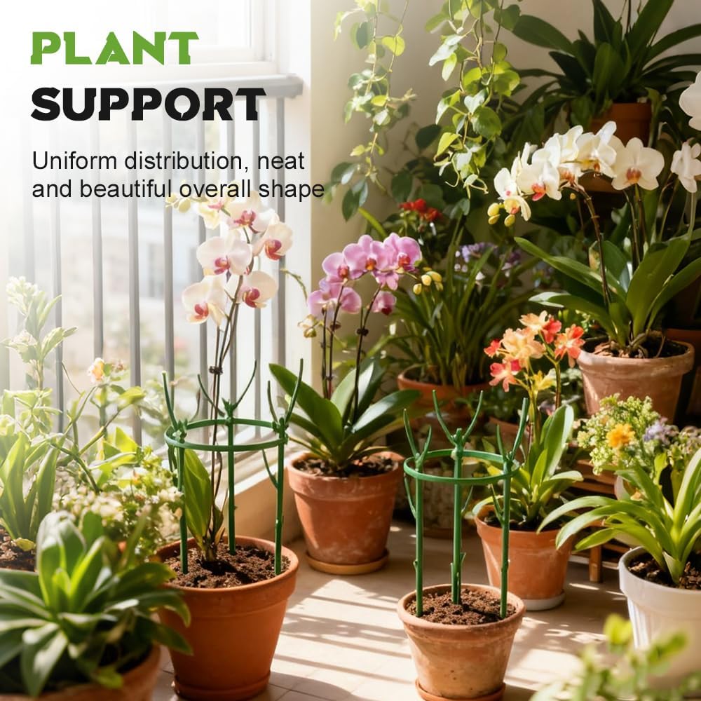 Stackable Monstera Plant Support,2025 New Plant Support Stakes for Indoor and Outdoor,Potted Climbing Plants Structures Sticks with Cage Rings for Monstera,Pothos,Strawberry (Stakes Set/3pcs)