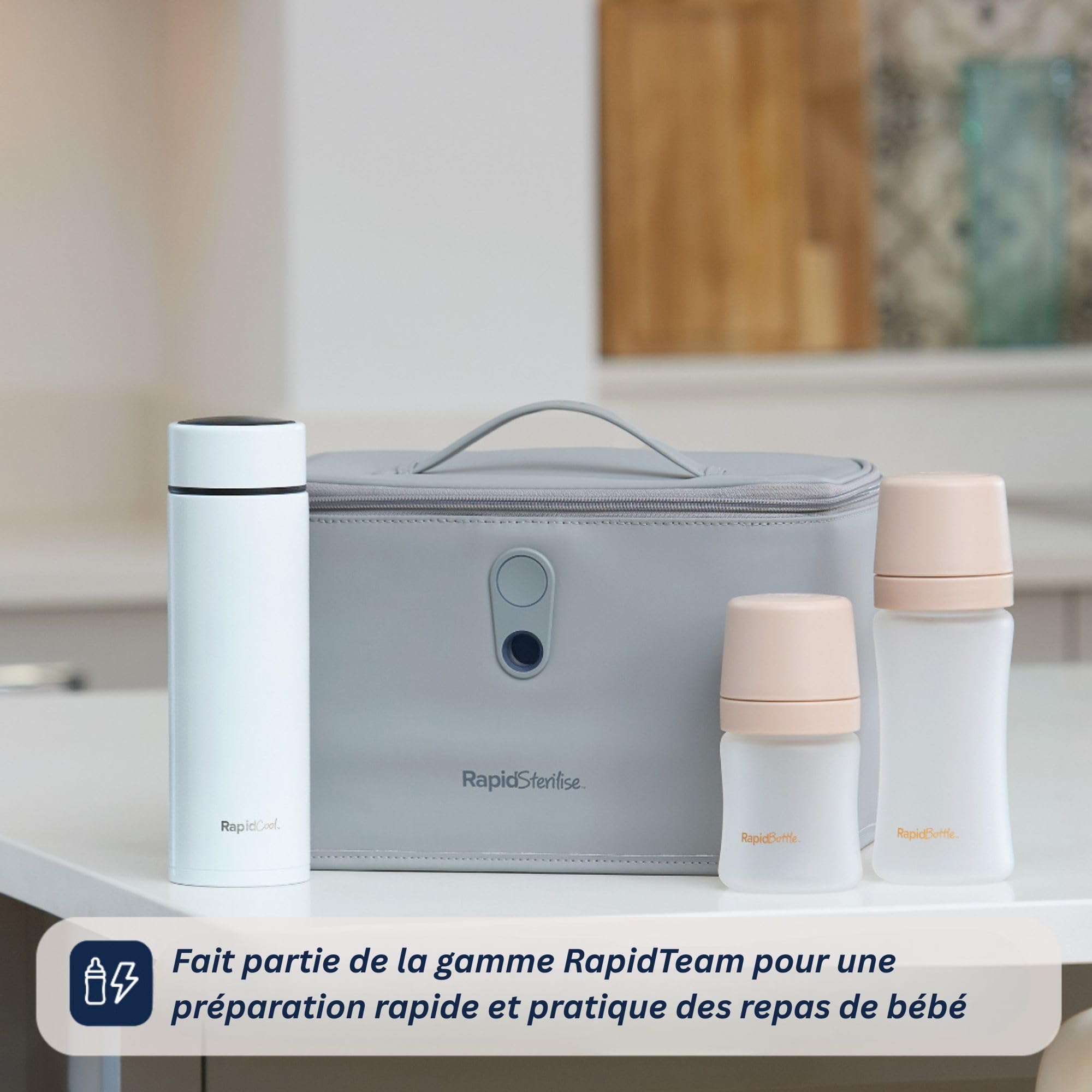 Nuby Stérilisateur de Table UV pour Biberons, Stérilisation en 3 Minutes | Stérilise en 3 minutes, élimine 99,9 % des bactéries, compatible avec biberons & accessoires, idéal maison & en déplacement