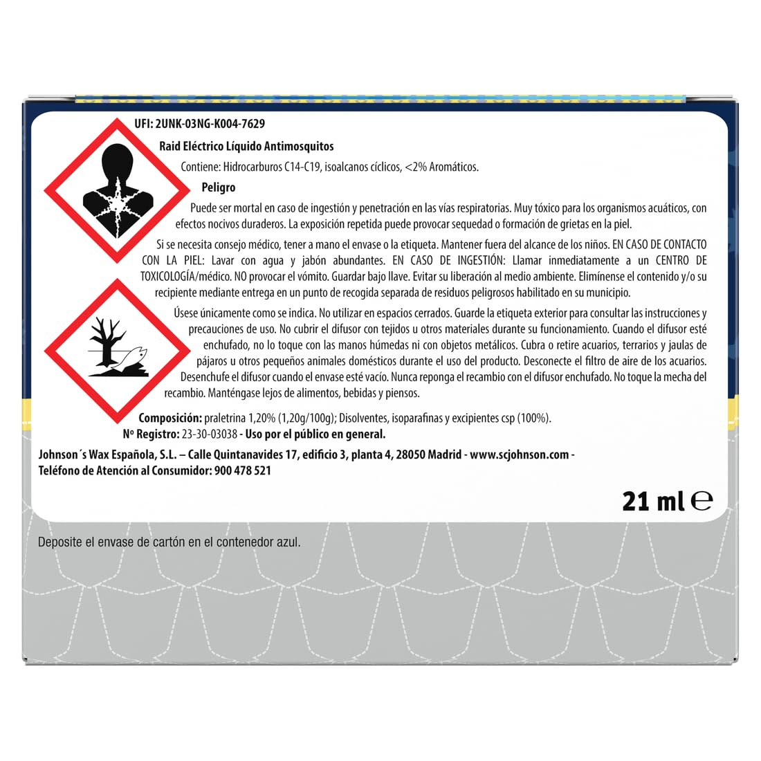 Raid® Eléctrico líquido Family 30 Noches - Enchufe Anti Mosquitos común y Tigre 2 en 1, Mata y ahuyenta. Aparato + Recambio, sin Olor