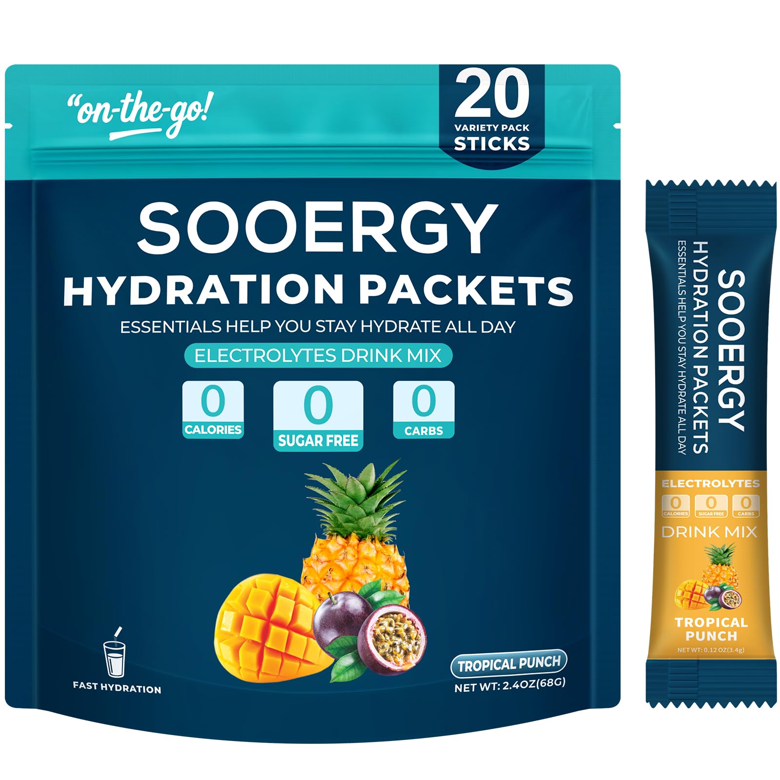 Electrolytes Powder Packets Sugar Free Hydration Packets, 7 Flavors Liquid Daily IV Electrolyte Drink Mixes for Rehydration with Electrolytes, Vitamins, 0 Calorie, 20 Sticks — Amazon image 10