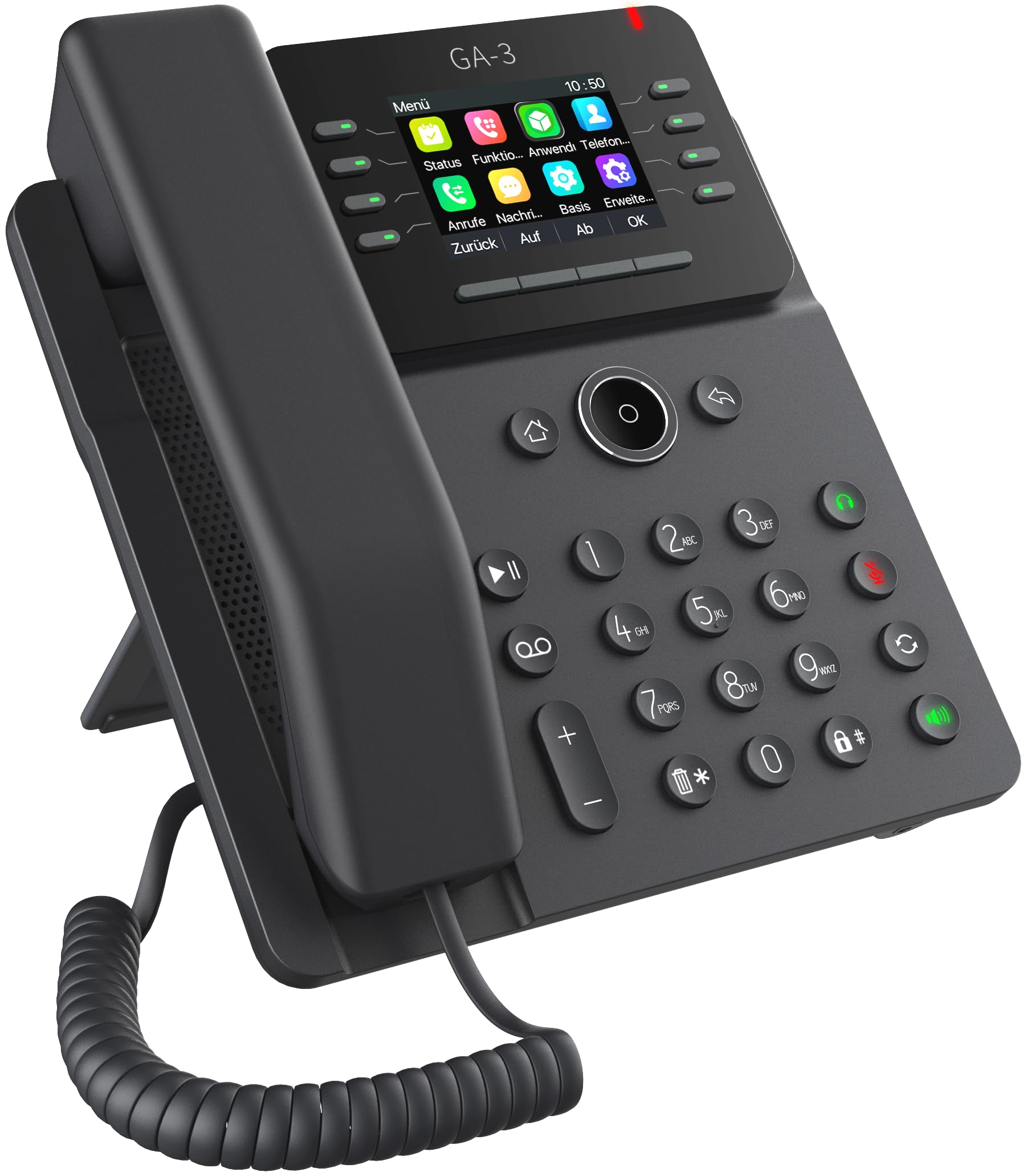 GEQUDIO GA-3 Festnetztelefon Schnurgebunden Anrufbeantworter Farbdisplay Tischtelefon für alle Anschlüsse FritzBox Speedport TAE Hybrid IP Deutsche Anleitung USB EU-Version