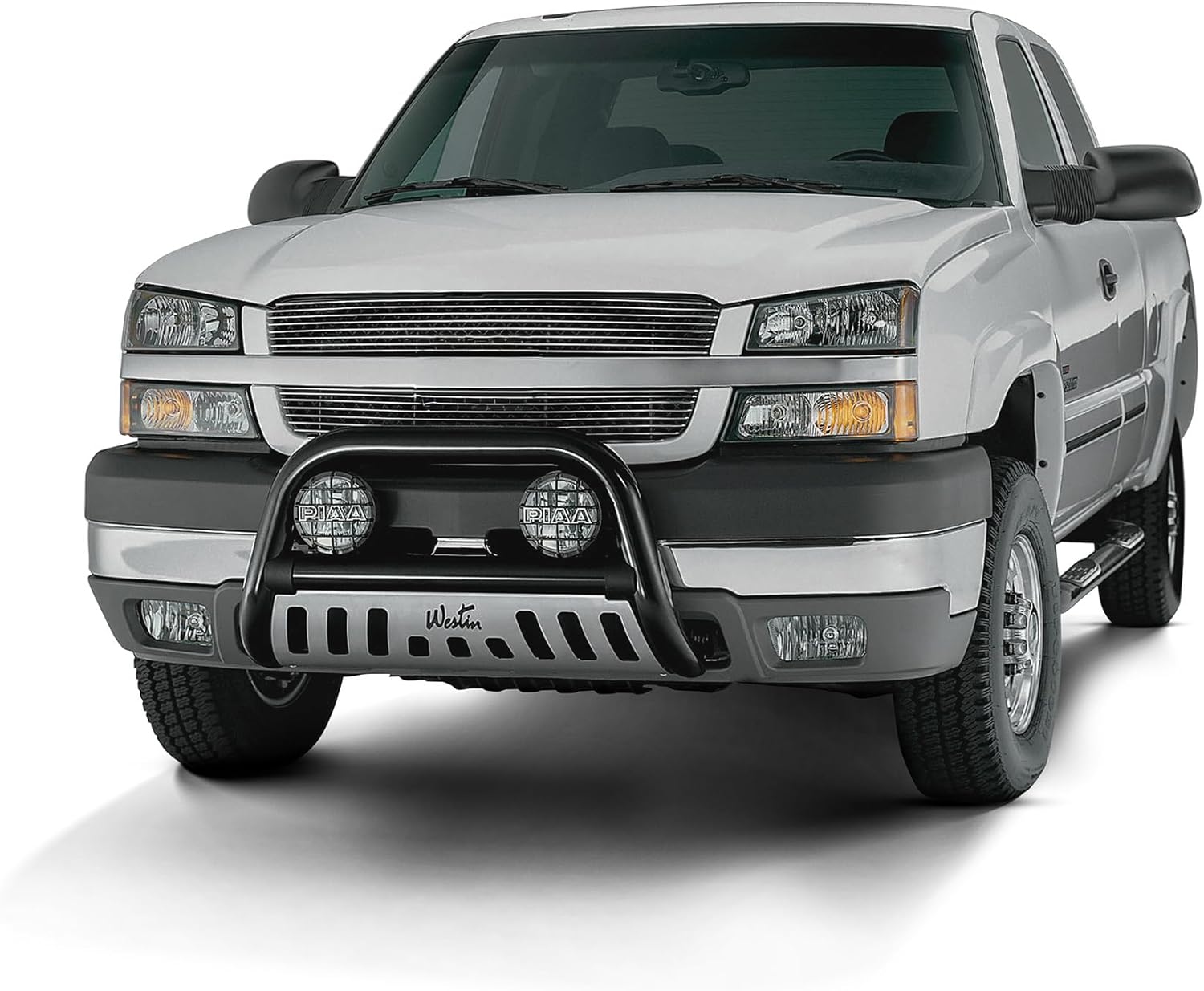 Westin 25-1955 Signature 3 Round Nerf Bars fits 1999-2013 Silverado Sierra 1500 2001-2014 Silverado Sierra 2500 3500HD Crew Cab Black Pair