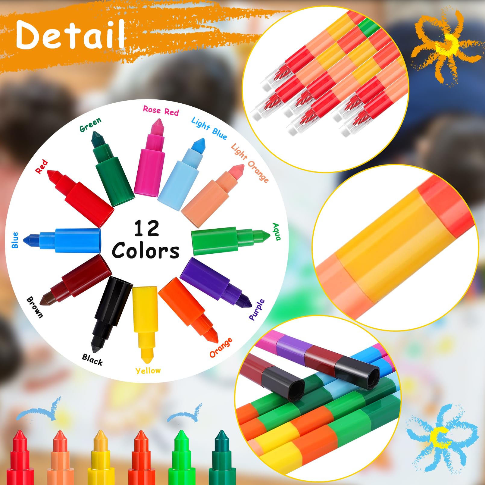 Kids stackable 6 color plastic crayon TK-CP03 - TSKY STATIONERY CO.,LTD