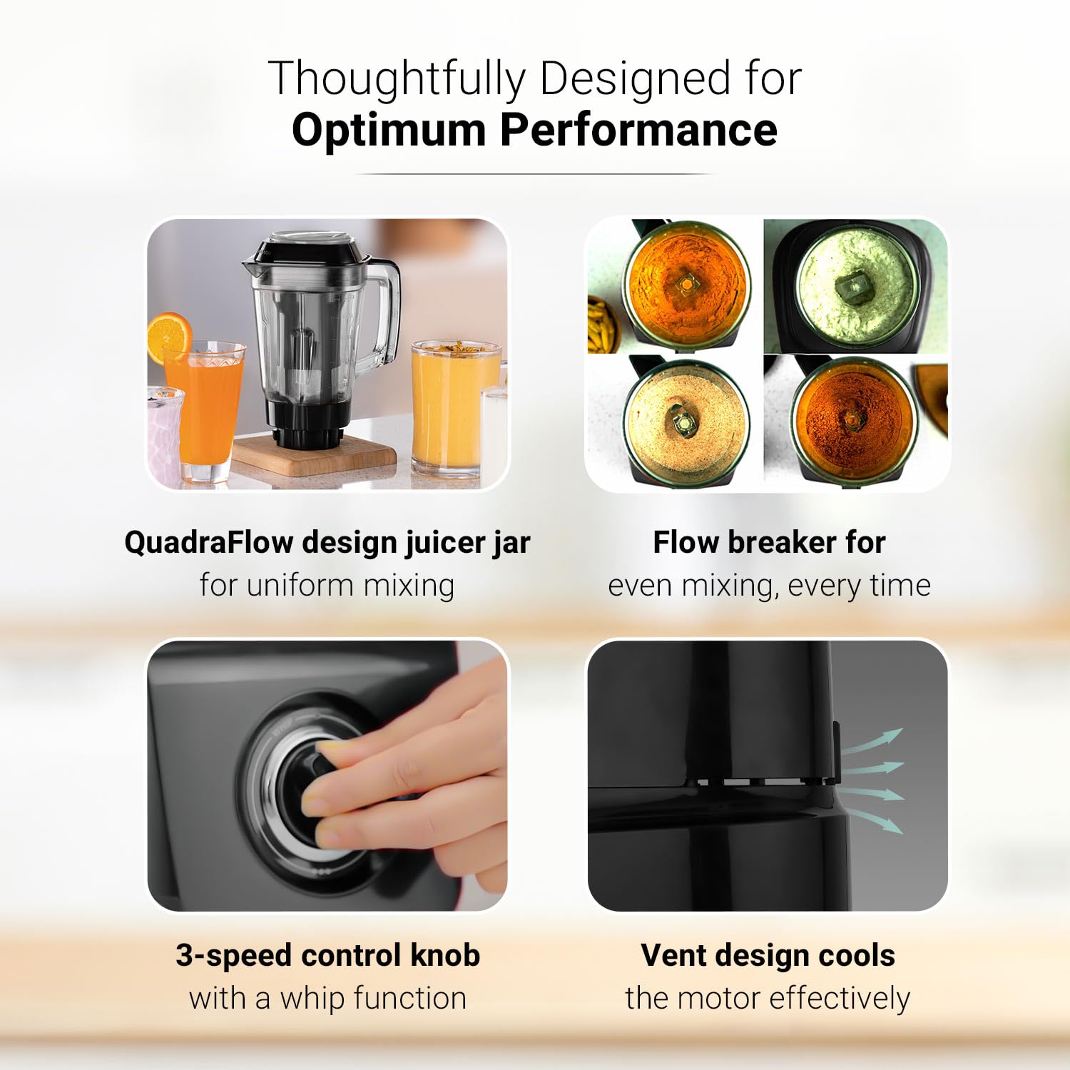 V-Guard Citius 750W Juicer Mixer Grinder - Black -4