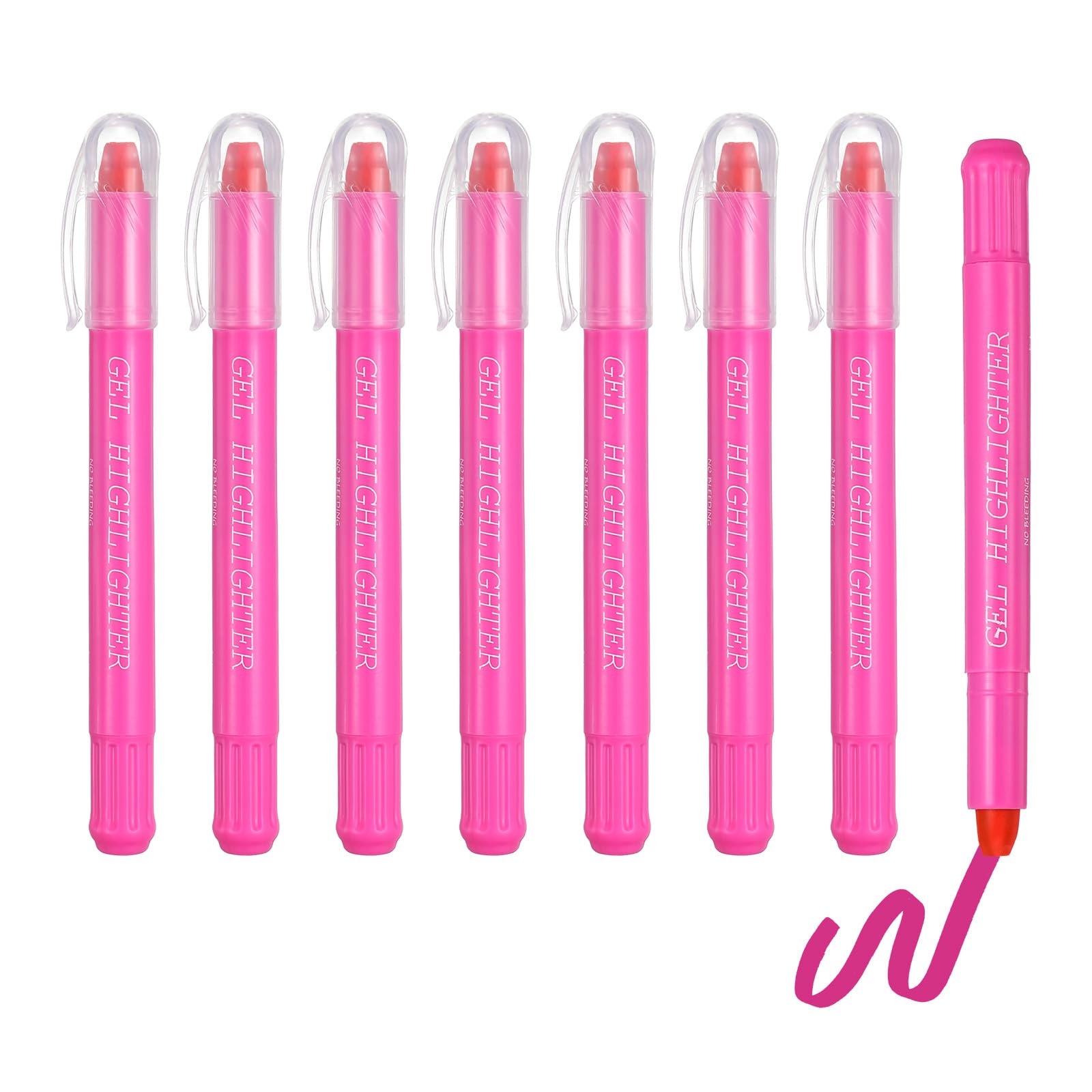 PATIKIL 8Pack Gel Highlighters, Highlighters Pens Wax Crayon Neon Clear View Bright Marker Pen Twist Up Gel Stick Cute Pastel for Home Office Study Journaling Supplies, Pink