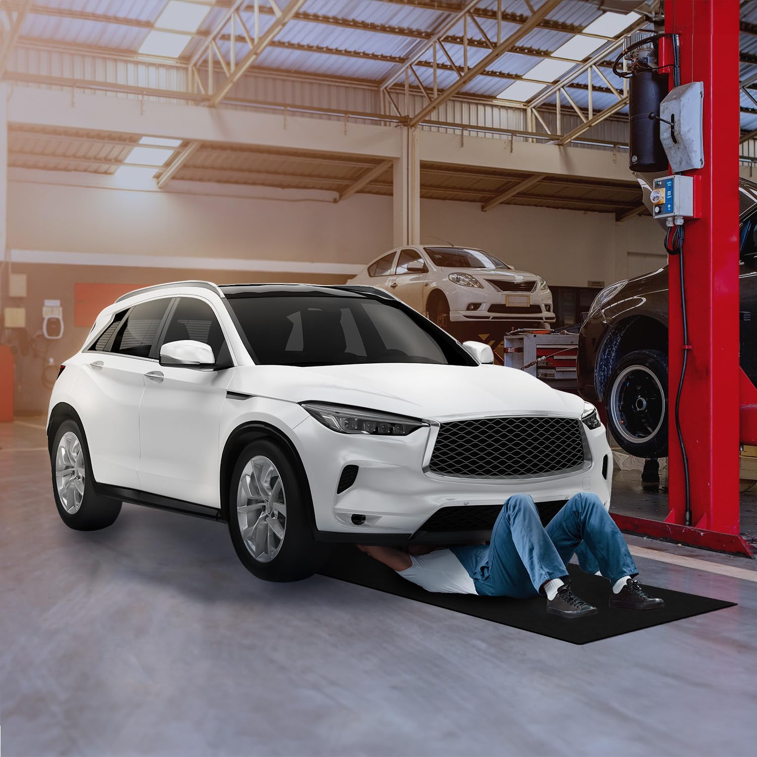 ITSOFT Garage Floor Mat for Under Car 3x2.5 Feet, Oil Spill Mat & Mechanic Pad, Oil Drip Pan, Absorbent, Washable, Non Slip & Waterproof Garage Mats