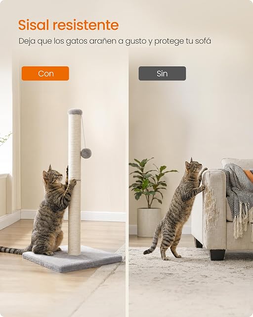 Foto 4 de 7 de Feandrea Poste Rascador para Gatos Adultos, de Sisal Natural, 84 cm de Alto