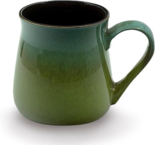 ECODECO Taza de café grande de cerámica de 24 onzas, taza de cerámica de gran tamaño con mango grande, 1 unidad (verde a azul)