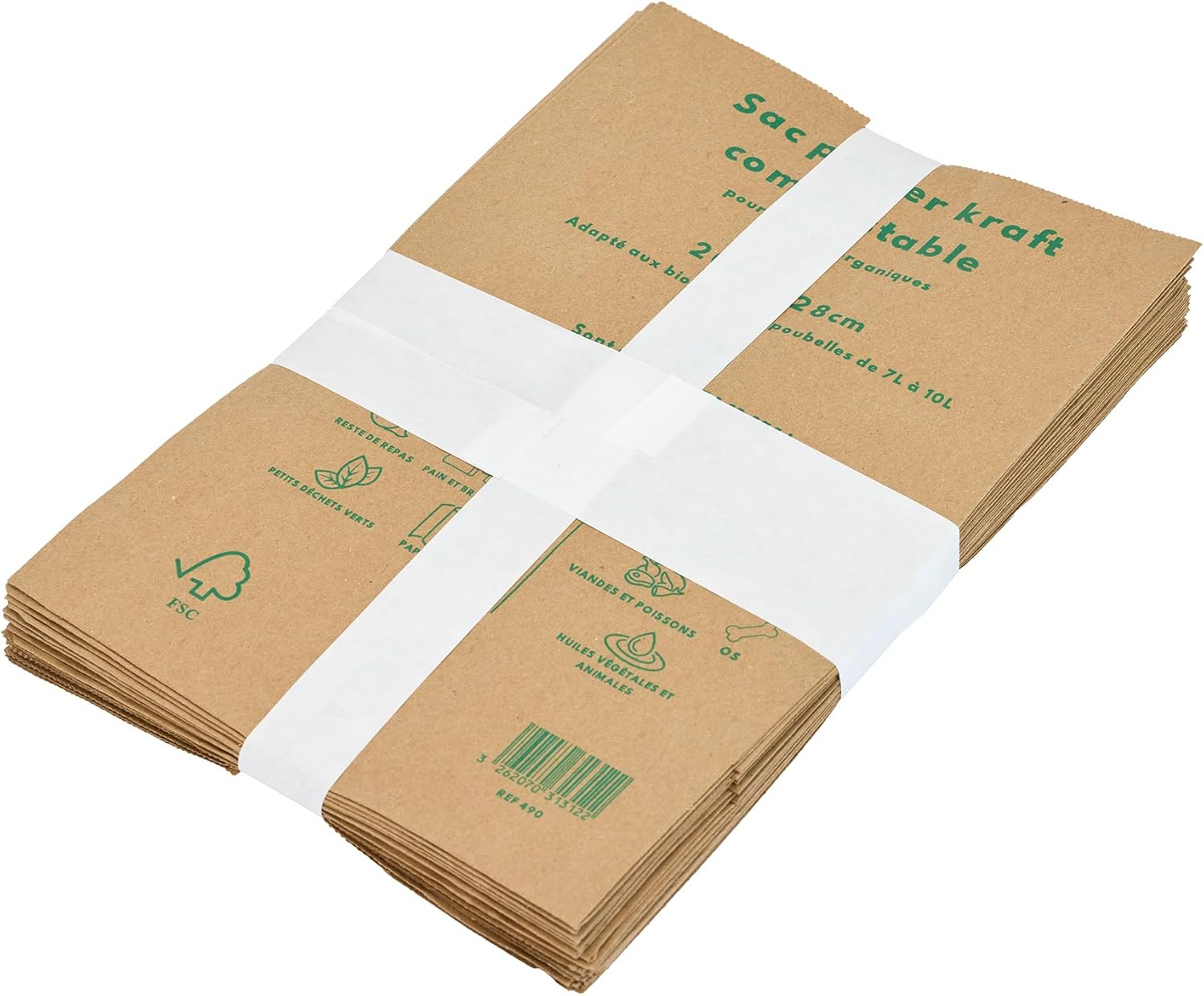 Kitchen Compost Bin 10L + 20 Compostable Kraft Bags for Organic Waste - Organic Air Water Odour Resistant with Lid for Organic Waste Collection for Food