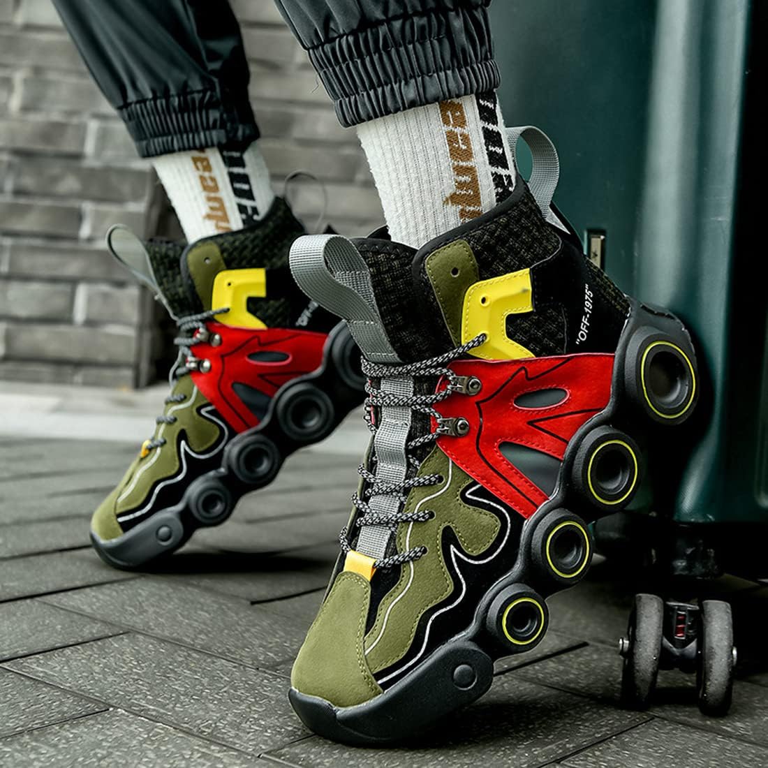 YOHI Men's High Top Shoes Breathable Lightweight Casual Walking Shoes Athletic Running Fashion Sneakers - Image 4