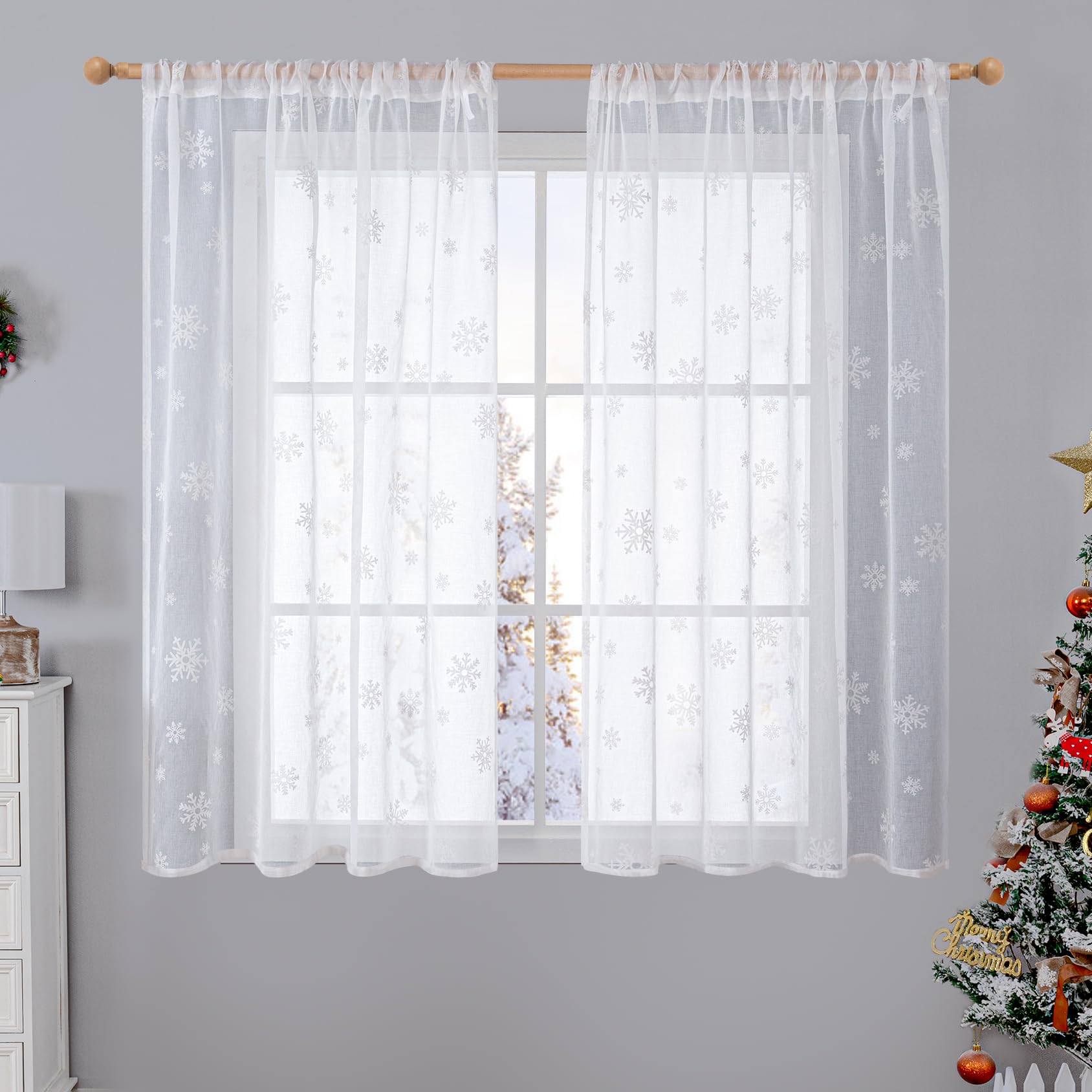 Amazon.com: BGment Sheer Curtains for Bedroom 2 Panels Set, Short ...