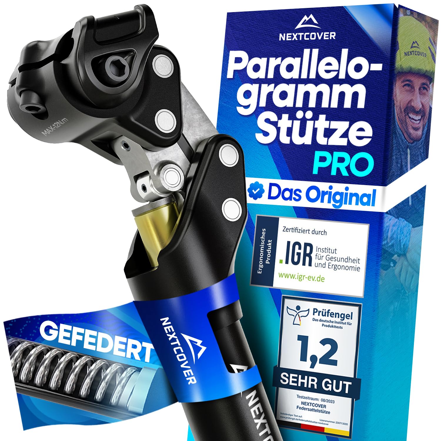 NEXTCOVER® Sattelstütze gefedert - Das Original - mit 27.2/30.9/31.6/34.9mm Durchmesser und [Comfort-Spring] Technologie I gefederte Sattelstütze, Sattelstange, Federsattelstütze