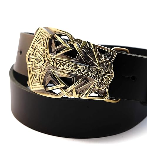 Miniatura 4 de Belt buckle Thor's Hammer, Scandinavian Old Norse Mjolnir solid belt buckle, Viking Age mythology god's weapon belt buckle