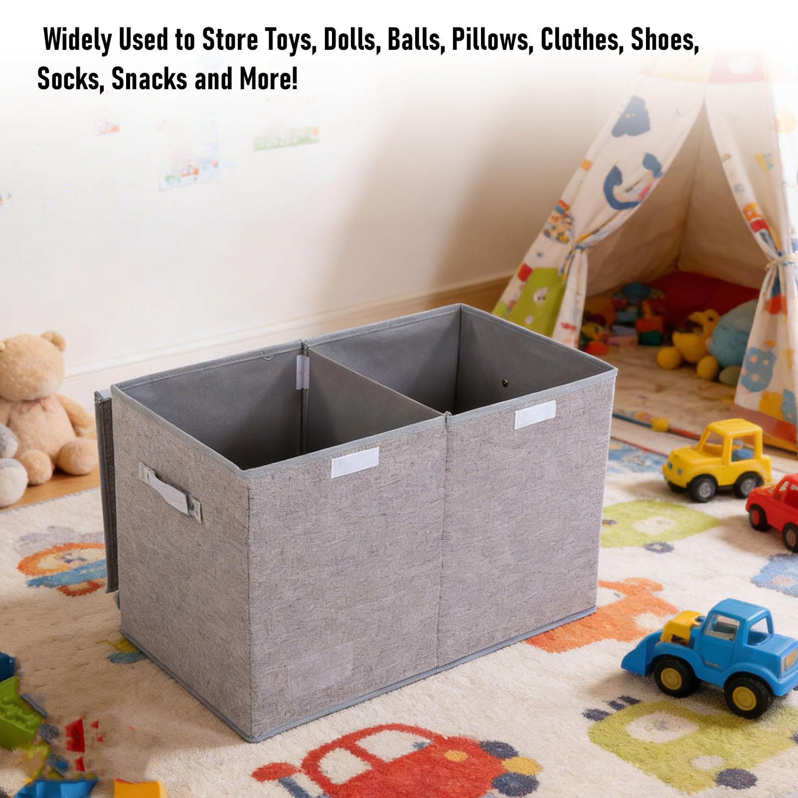Caja Organizadora de Juguetes Grande y Resistente con Tapa Plegable para