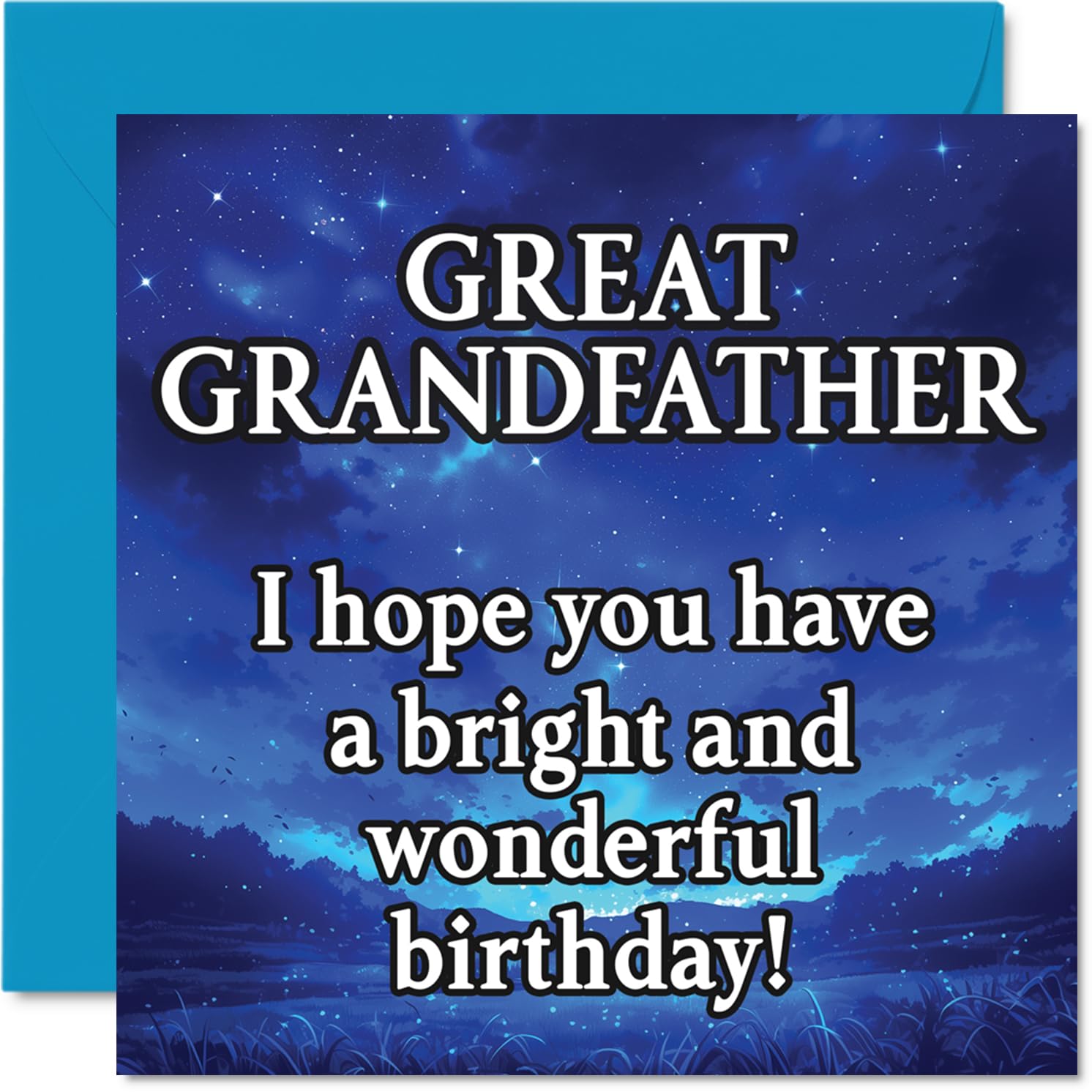 Great Grandfather Birthday Card - Magical Night Sky - Happy Birthday Card for Great Grandfather from Grandson Granddaughter, 145mm Bright and Wonderful Sentiment Bday Greeting Cards