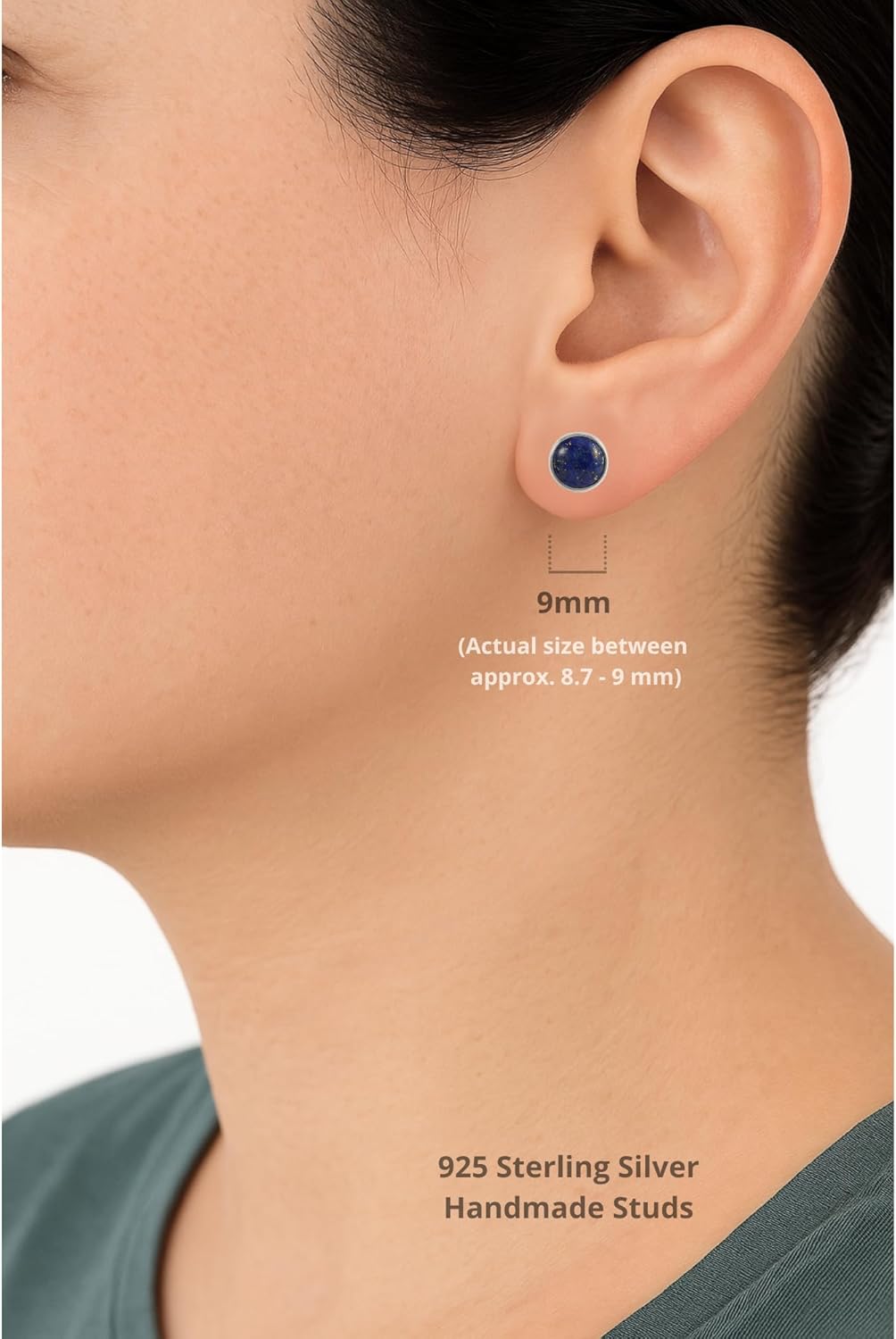 Sterling Silver 925 Round Gemstone Handmade Stud Earrings for Women & Men - Image 4