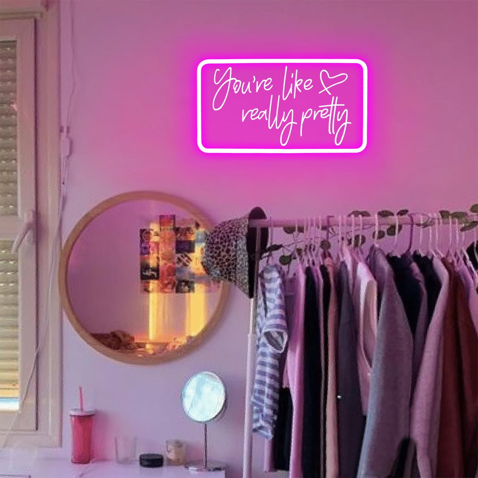 Letrero de neón para decoración de pared, luz de neón LED rosa alimentada por USB para dormitorio, despedida de soltera, habitación de adolescentes con interruptor regulable