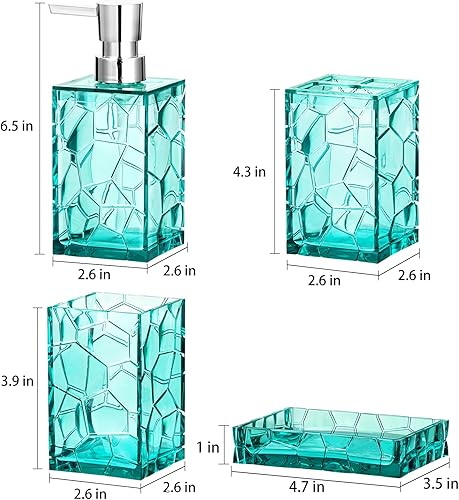 Miniatura 7 de Juego de accesorios de baño de acrílico, 4 piezas de accesorios de tocador de baño con vaso, jabonera, dispensador de jabón y soporte para cepillo