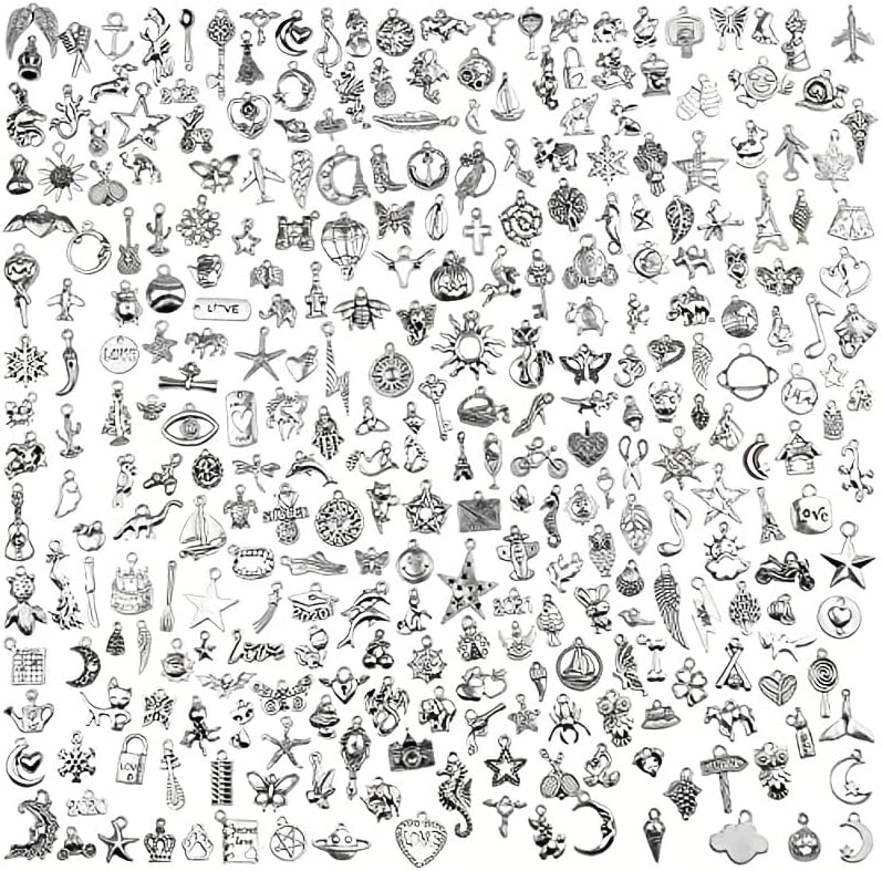 100 Stück Charms Anhänger Silber - DIY Schmuck Bastelset